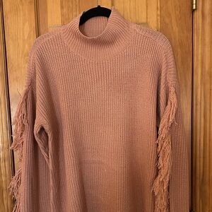 Elegant Fringe Detail Turtleneck Sweater